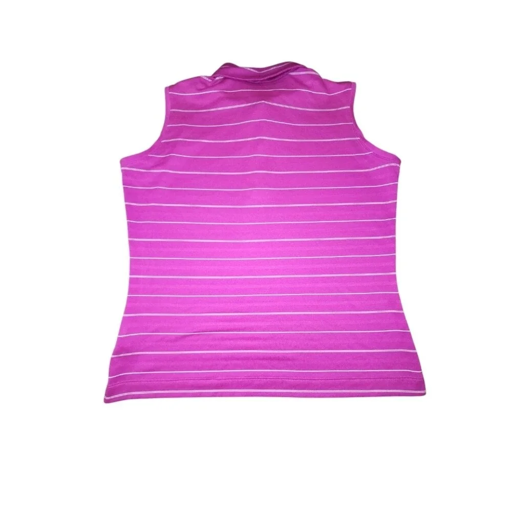 Nike Golf Dri-Fit Women's Sleeveless Pink Striped Polo‎ Size Large
